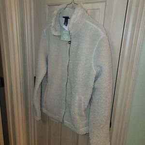 Mens Sz M NWT H&M Sherpa Zip Up Jacket Lined Stand Up Collar